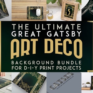 The Great Gatsby Art Deco Digital Alphabet & Background Poster Signage Big Bundle Collection