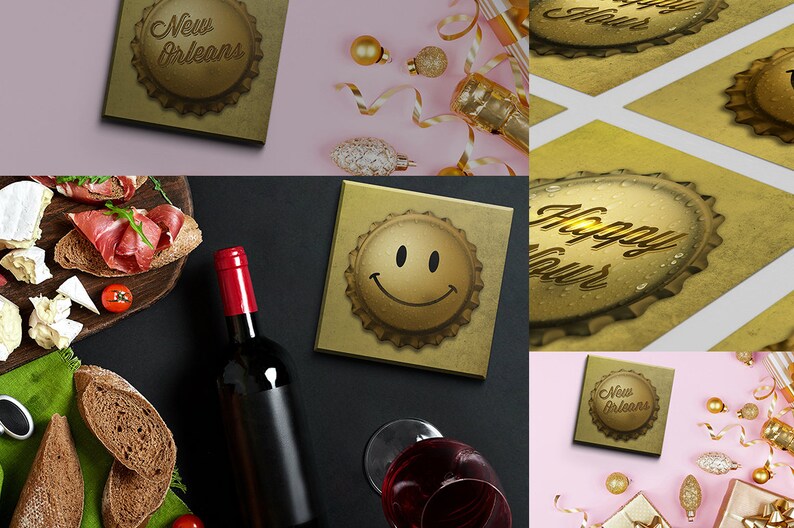 Bourbon Street Lucky Bottle Cap Happy Hour Coaster Collection Etsy