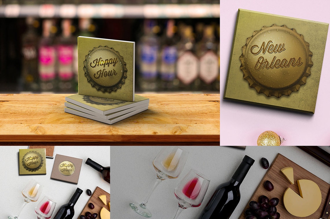 Bourbon Street Lucky Bottle Cap Happy Hour Coaster Collection Etsy