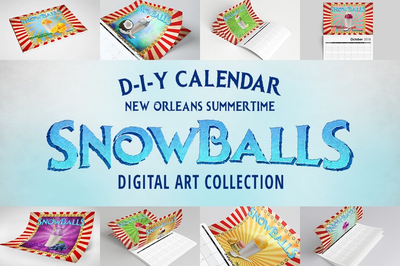 The New Orleans Snowball Calendar DIY doityourself Digital Etsy