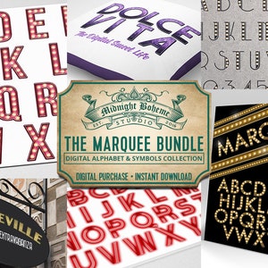 The Marquee Bundle Digital Typography Handcrafted Lettering & Symbols ...