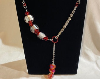 Asymmetrical Long Necklace with Pendant