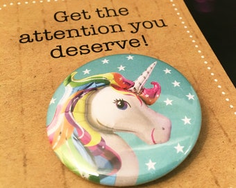 Happy unicorn badge, assorted colours