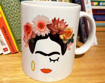 Frida Kahlo inspired mug, strong and brave, artist