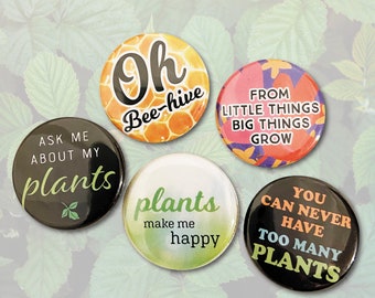 I love PLANTS (5 badge set / pin set)