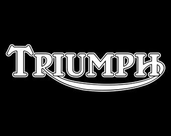 2x Silver Triumph Logo Retro 3"x10" Tank Vinyl Decal Motorcycle Computer Cut 