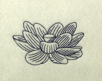 Lotus Flower Line Art Embroidery Design Download Pattern