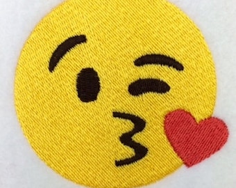 Smooch Emoji Machine Embroidery Design kiss emoji