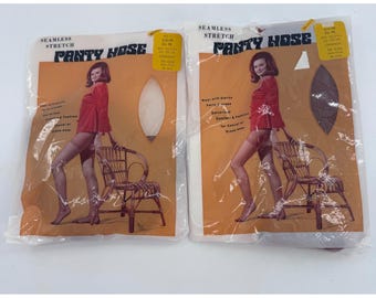Collant S.S. Kresge in nylon taglia M, lunghi, color cannella, nuovi, vintage, senza cuciture, confezione da 2 AM-4/300