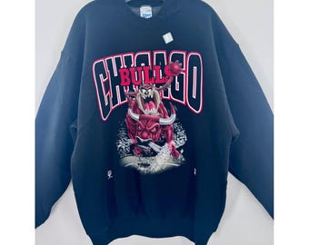 Salem Chicago Bulls Sweatshirt Taz Looney Tunes Graphic Crewneck Vintage New XL
