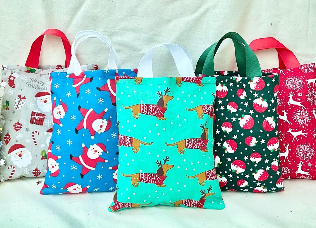 Christmas Fabric Gift Bags 2 Sizes Mix and Match - Etsy UK