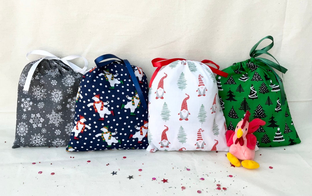 Christmas Fabric Gift Bags Reusable and Eco Friendly Etsy UK
