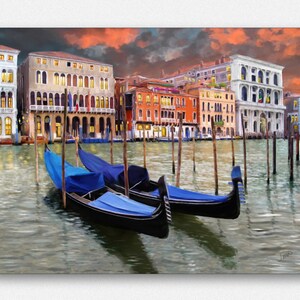 Grand Canal Venice Italy Painting, Italian Art, Oil Painting, Office Wall Art, Venice Decor, Italy Painting, Italian Painting, Romantic Art