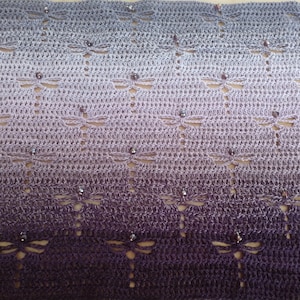 Beaded Dragonfly Rectangular Crochet Wrap *PDF Pattern Only* *Instant Download*