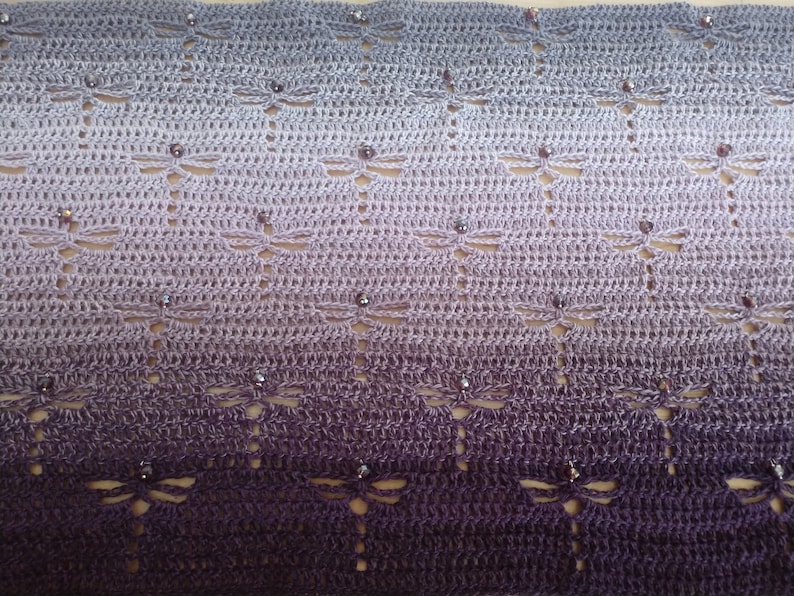 Beaded Dragonfly Rectangular Crochet Wrap *PDF Pattern Only* *Instant Download*