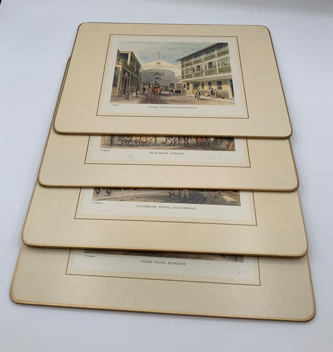 English Pubs Cork Placemats Set of 4 Pimpernel Trivets Etsy