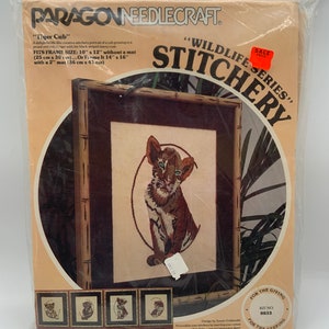 Tiger Cub Crewel Stitchery - Paragon Needlecraft Wildlife Series Kit #0833 by Susan Goldsmith 1978