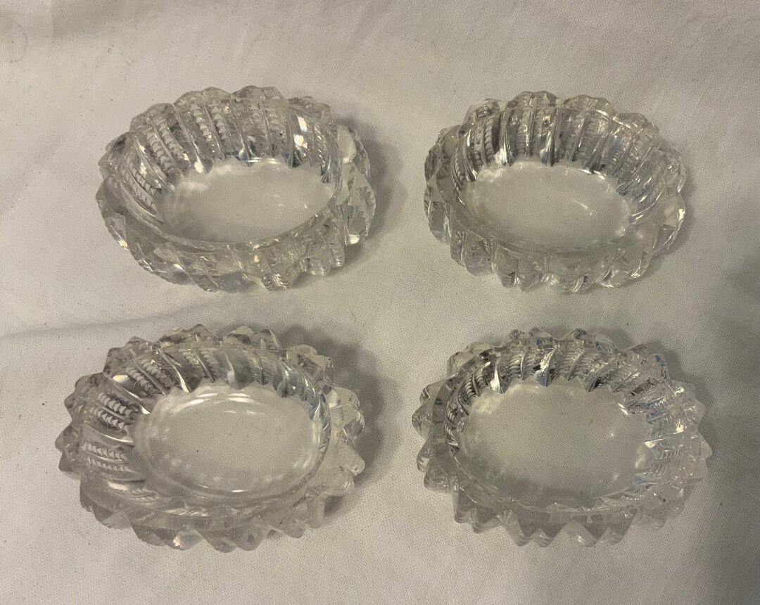 Vintage Oval Cut Glass Salt Cellar Set of Four Etsy