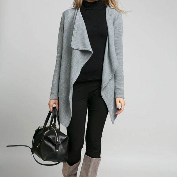 Gray cardigan women jacket,sweater cape coat, sweater winter autumn,Light Jacket.