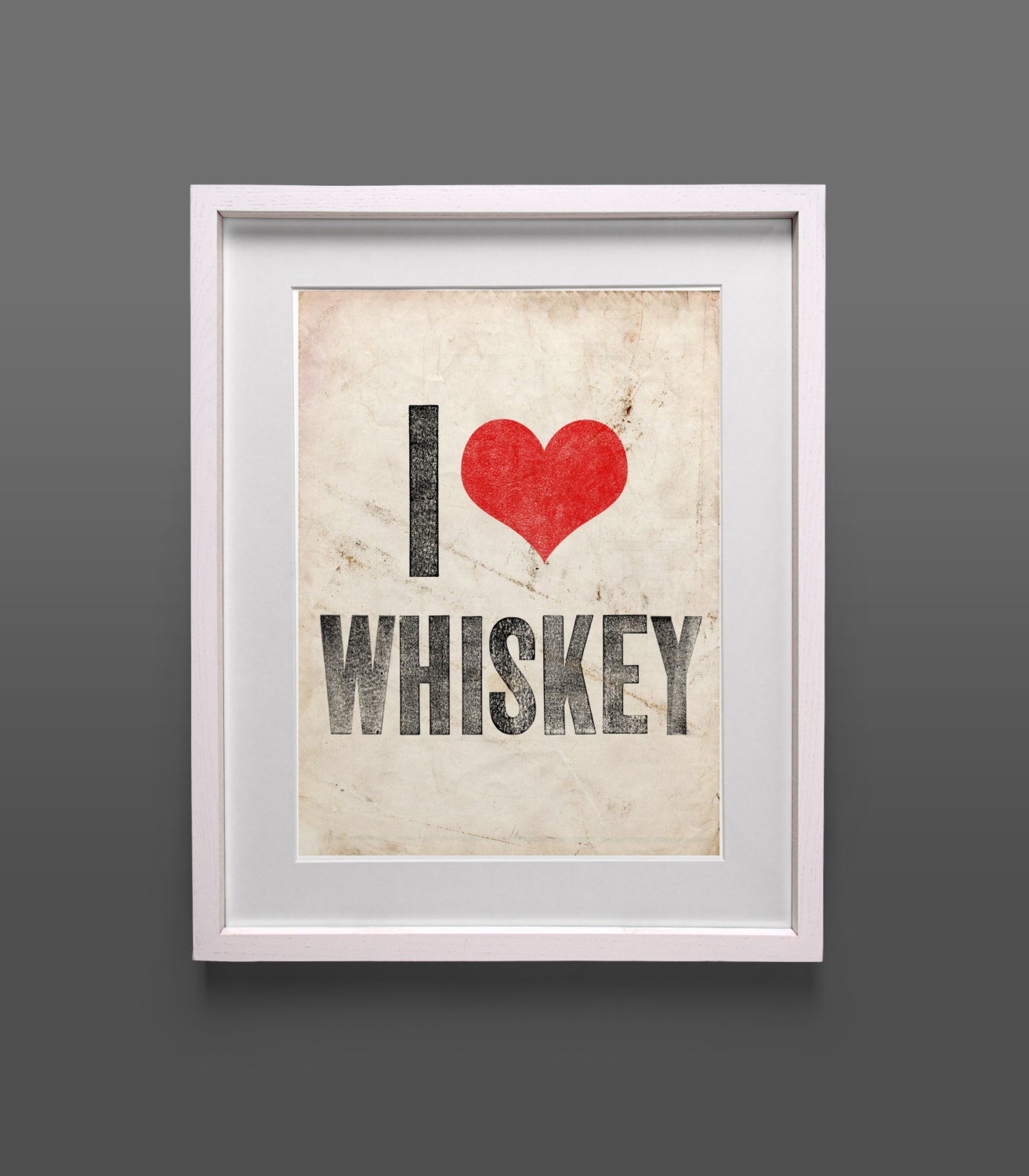Original Print Instant Download I heart whiskey I love Etsy