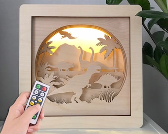 Dinosaur lamp - Dinosaur gift - Dinosaur decor - Dinosaur birthday -Dinosaur -Night light-Dinosaur night light-Kids lamp -  shadow box light