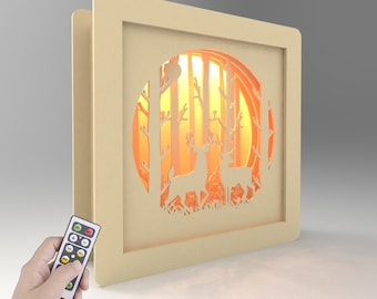 Shadow box -Shadow box art -Shadow box light - Wooden night light - Light Box - Shadowbox - Wooden Night Lamp-Dioramas