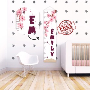 Cadeau voor baby Baby meisje Groeigrafiek Liniaal Roze Kinderen Groeigrafiek Meisjes Groeigrafiek Eerste Verjaardagscadeau Gepersonaliseerde Groeigrafiek
