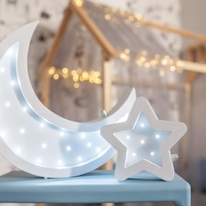 Moon night light - Moon lamp - Half moon - Star lamp - Night lamp - Moon light lamp - Moon wall light - Moon light - Moon and stars lamp