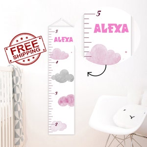 Baby meisje Groei grafiek Liniaal Roze Kinderen Groeigrafiek Meisjes Groeigrafiek Eerste Verjaardagscadeau Gepersonaliseerde Groeikaart cadeau voor baby