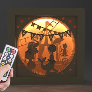 Circus shadow box - Circus - circus themed party - Old circus nursery -Circus nursery decor -Circus lamp -Circus night light -Vintage circus