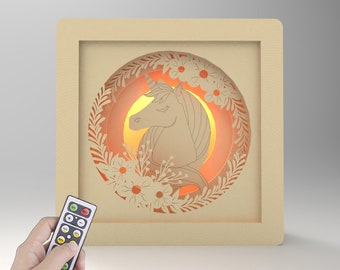 Unicorn lamp - Shadow box - Unicorn gift - Shadow box art -Unicorn party - Light Box - Shadowbox - Wooden Night Lamp-Dioramas