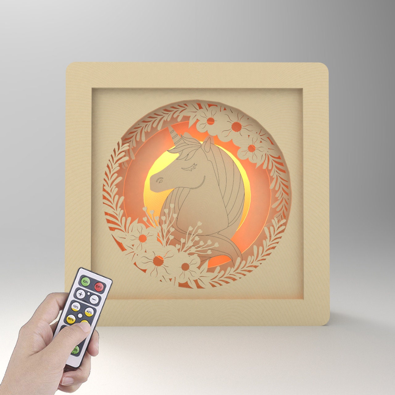 Unicorn lamp - Shadow box - Unicorn gift - Shadow box art -Unicorn party - Light Box - Shadowbox - Wooden Night Lamp-Dioramas