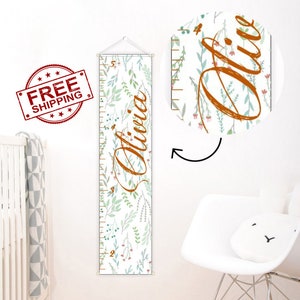 Gepersonaliseerde Girl's Growth Chart Bloemen kwekerij Bloemen decor