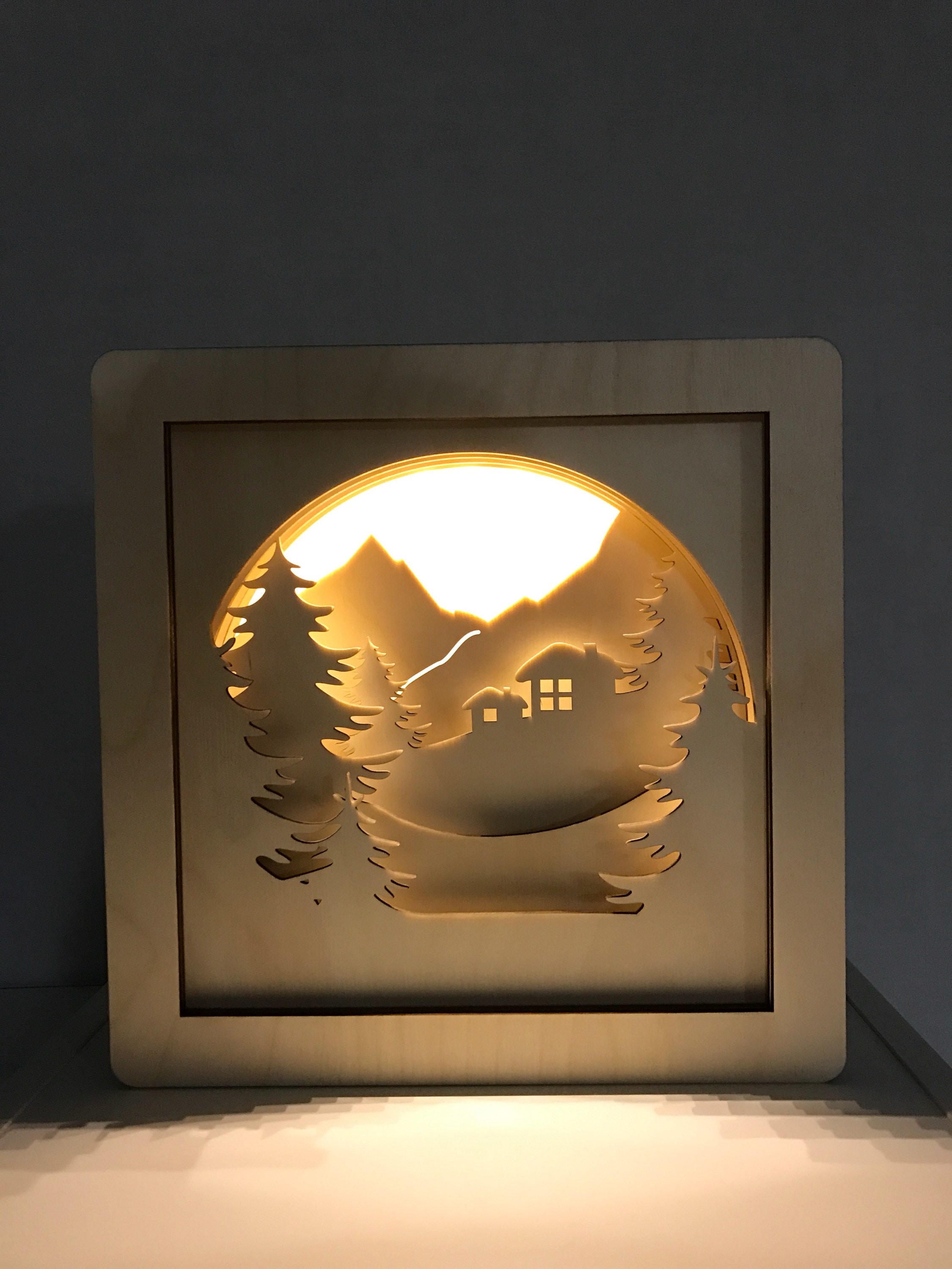 Shadow Box -shadow Box Art -shadow Box Light - Wooden Night