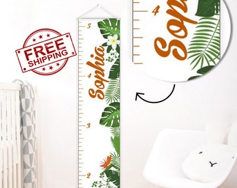 growth chart ruler - Kids Height Ruler - Custom Growth Ruler - growth ruler - Tropical decor - Personalized Growth Ruler - free shipping