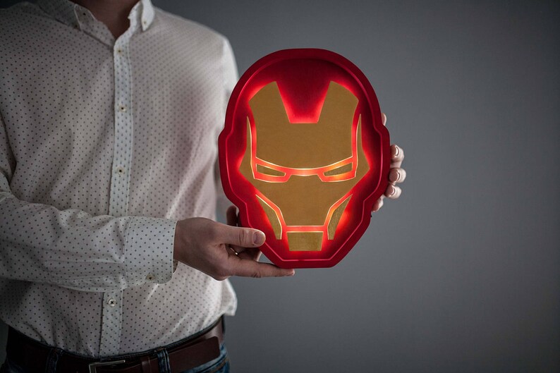 Iron Man Night Lights Lamp Helmet Decor Wall Art Gift Avengers Superheroes Sign Tony Stark