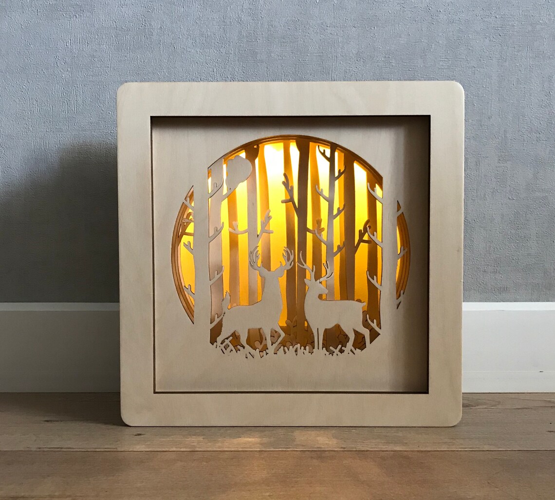 Shadow box Shadow box art Shadow box light Wooden night Etsy