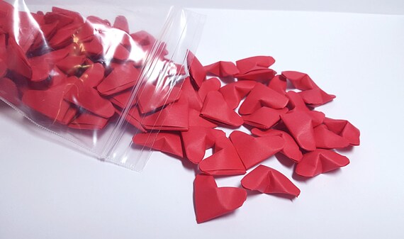 Red Origami Hearts 100 Count 3d Origami Hearts Valentines Day Decoration Paper Anniversary Wedding Decoration