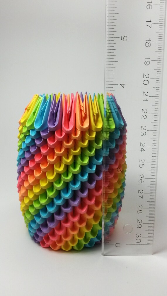 Rainbow 3d Origami Pencil Holder Pen Holder Modular Origami Desk Accessory Office Origami
