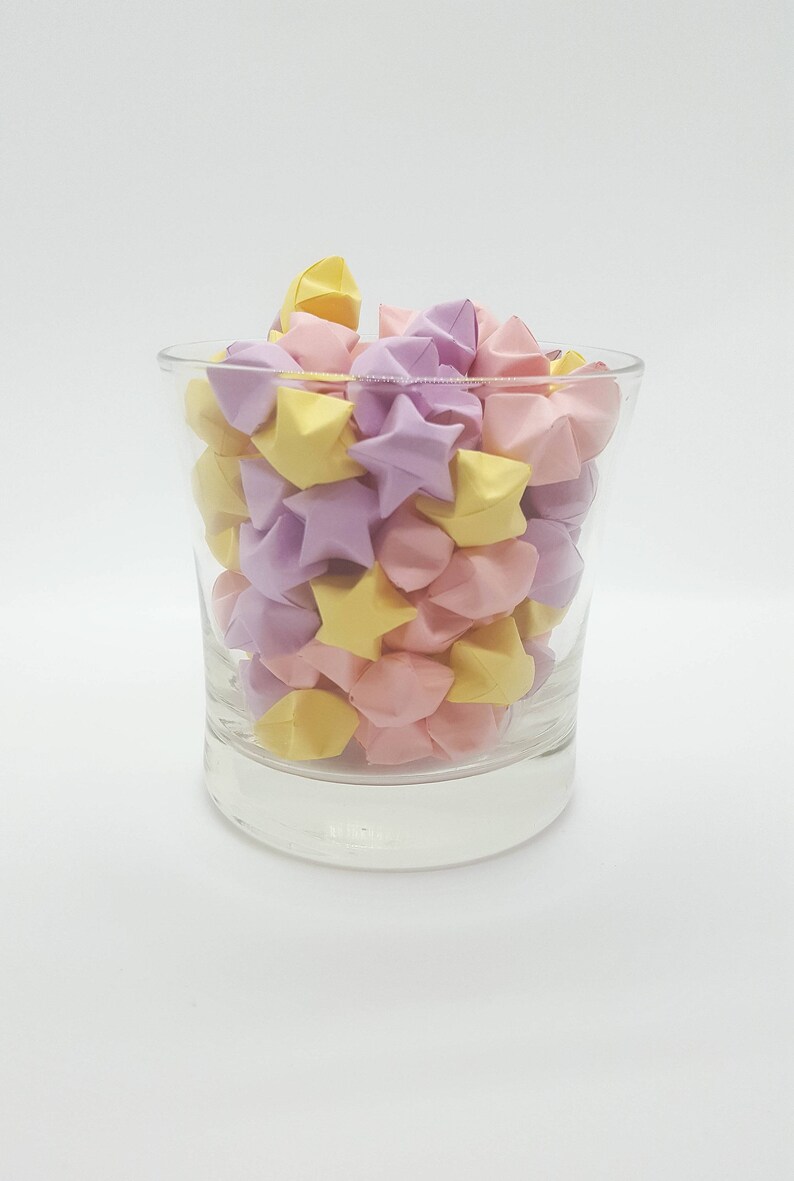 Origami Lucky Stars ~ 102 Count ~ Pastel Pink ~ Pastel Purple ~ Pastel Yellow ~ Wishing Stars ~ Pastel Stars ~ Baby Shower Decor