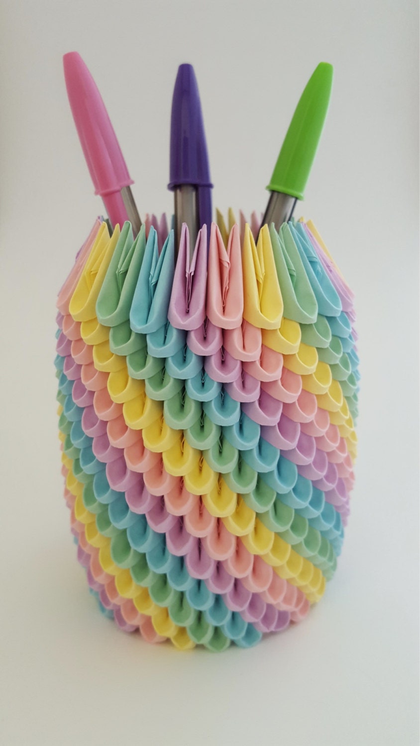 Pot à crayon arcenciel pastel Origami 3D stylo porte Etsy