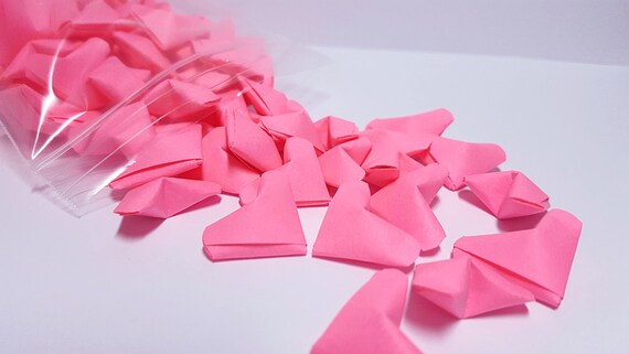 Hot Pink Origami Hearts 100 Hearts 3d Origami Hearts Heart Confetti Paper Party Decor Paper Anniversary Wedding Decoration