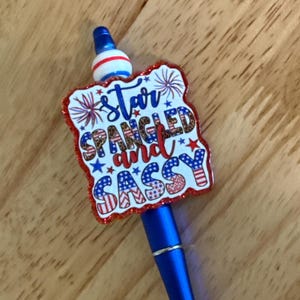 Star Spangled and Sassy Beaded Ballpoint Pen: 4th of July
