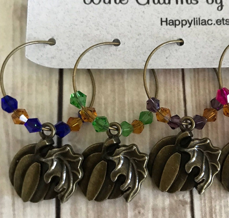 Pumpkin Wine Charms Autumn Wine Charm Pumpkin Spice Fall Etsy
