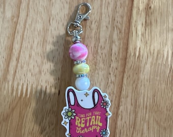 Es hora de la terapia de compras: Tirador de cremallera/adorno para bolso: Bolsa de compras