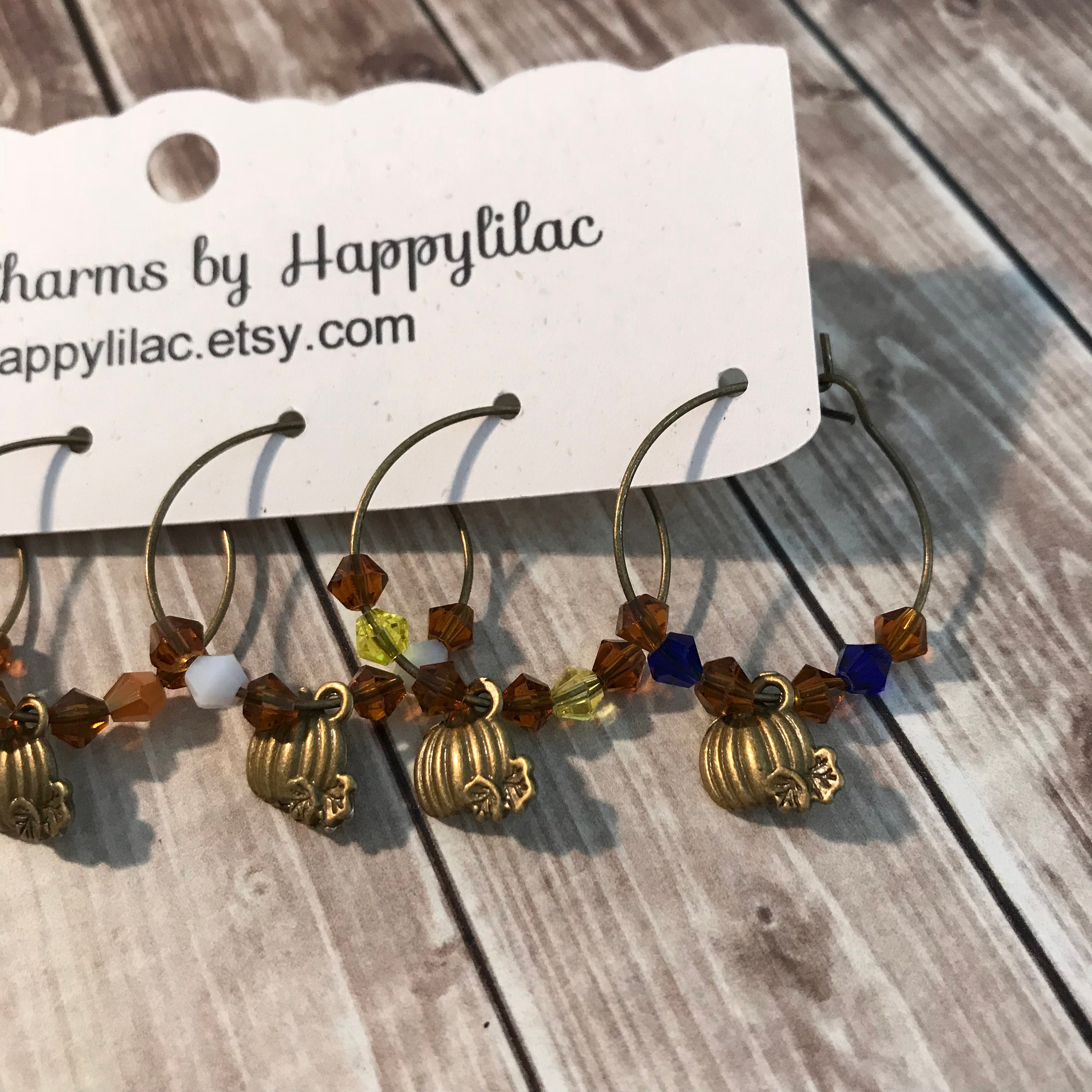 Pumpkin Wine Charms Autumn Wine Charm Fall Wine Charms Etsy