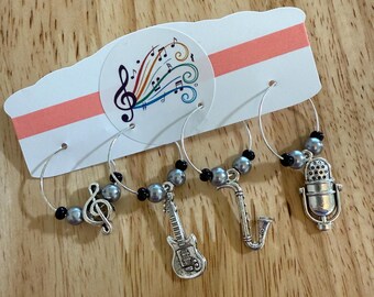 Musical Instrument Wine Charms: Musician Wine Accessory