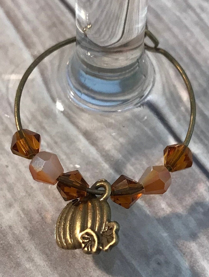 Pumpkin Wine Charms Autumn Wine Charm Fall Wine Charms 6 Etsy