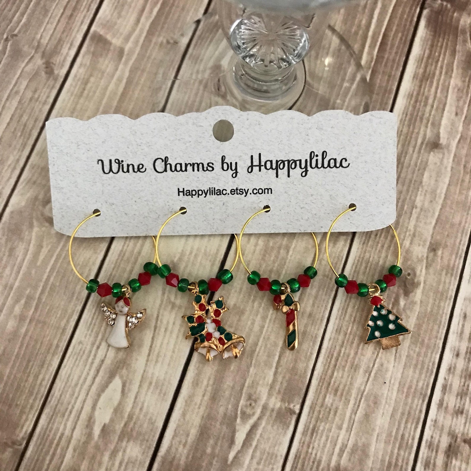 Christmas Wine Charms Gold Wine Charms Christmas Gift Wine Etsy