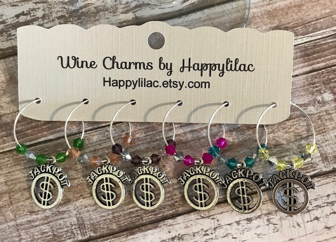 Jackpot Wein Charm 6 WeinGlas Charms Kostenloser Versand Etsy.de